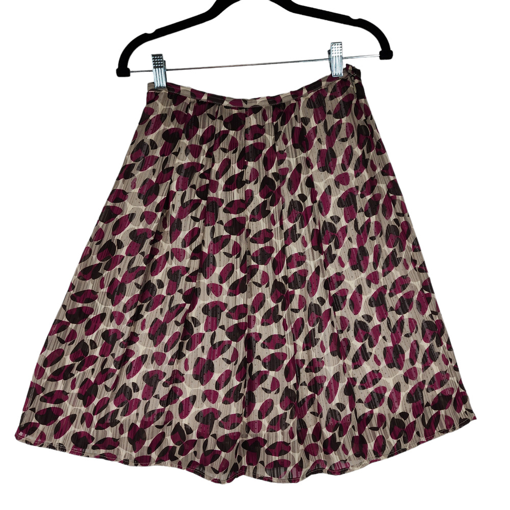 Suzuya‎ A Line Skirt S Women Cherry Red White Layers Leaves Polka Dot Flowy Vtg